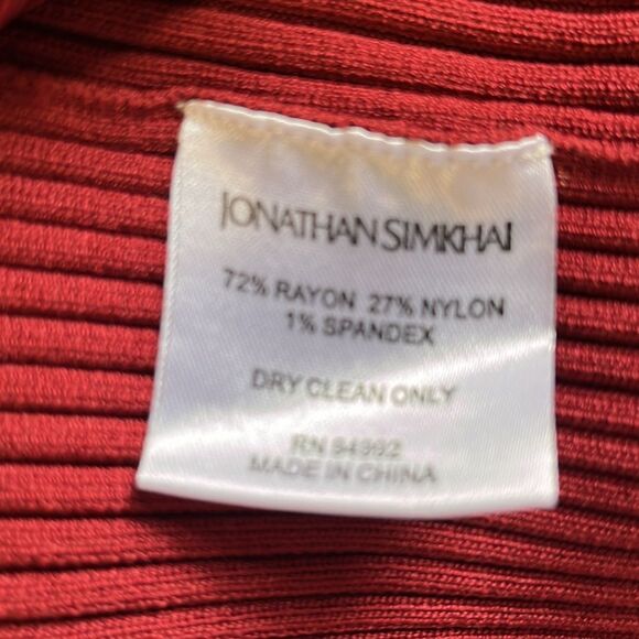 NWT Jonathan Simkhai | Lisa Ribbed Long Sleeve Midi Dress in Garnet Burgundy S - Picture 8 of 8